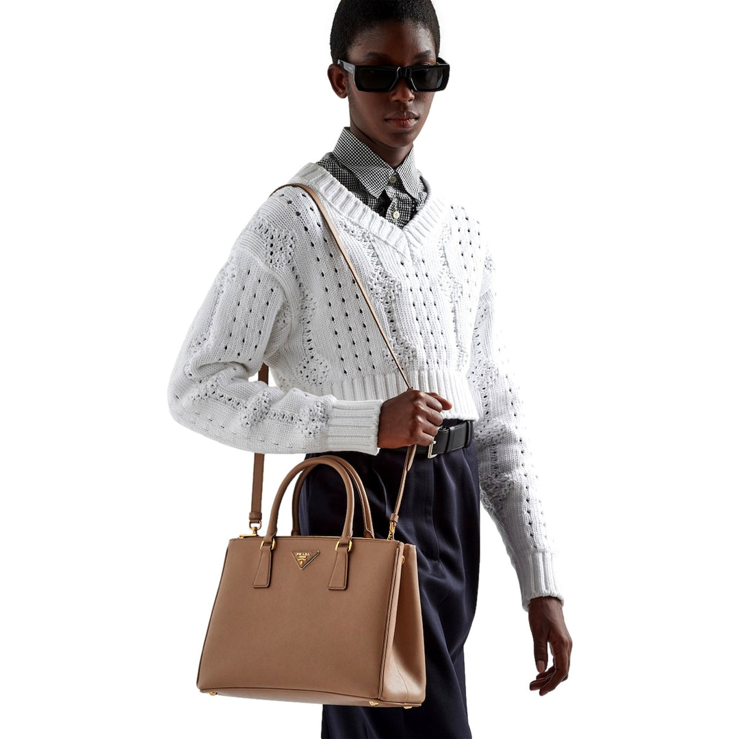Prada Galleria Large Beige Saffiano Leather Shopper Tote Bag