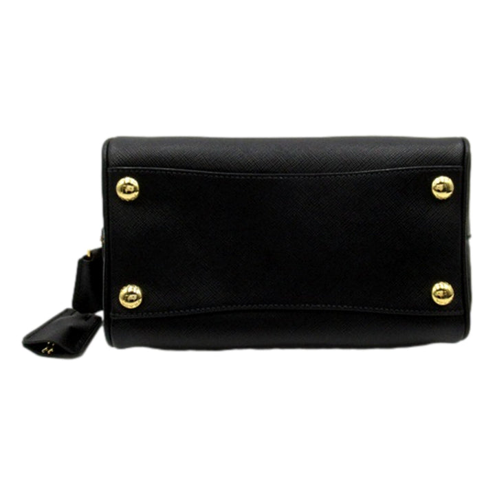 Prada Two-way Top Handle Crossbody Bag Saffiano Leather Black Gold Hardware