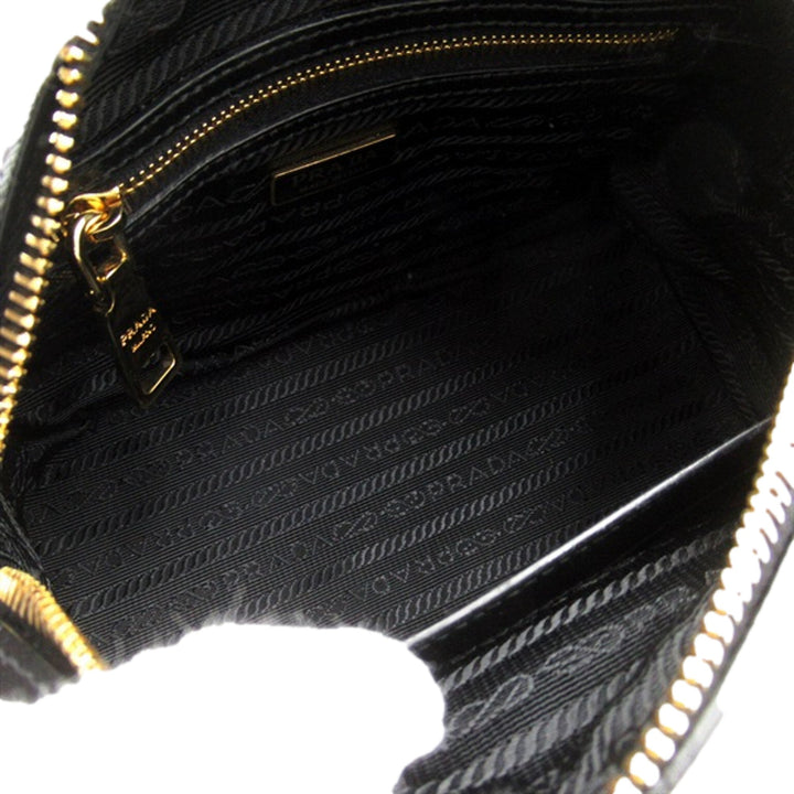 Prada Two-way Top Handle Crossbody Bag Saffiano Leather Black Gold Hardware