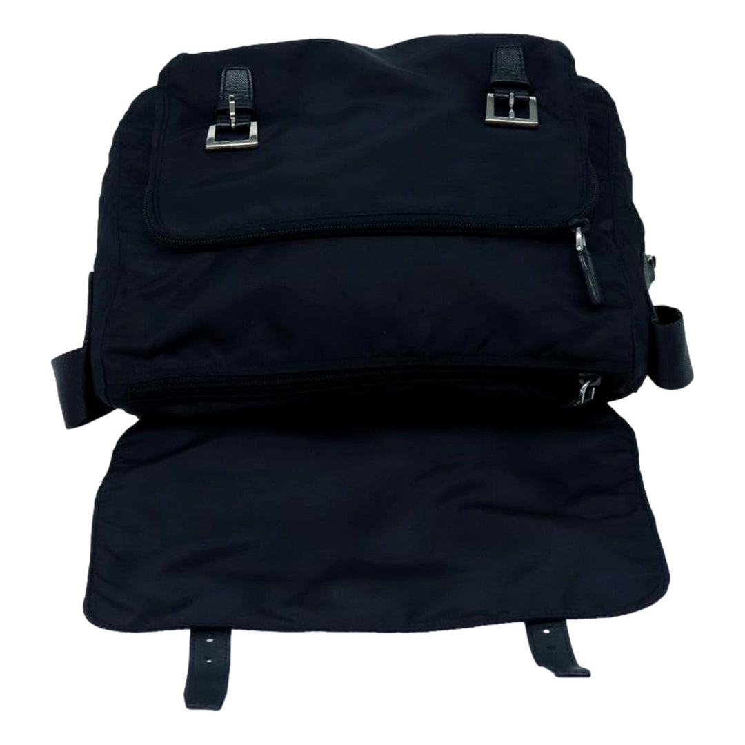 Prada Tessuto Re-Nylon Messenger Crossbody Bag Blue+Nero Navy Medium