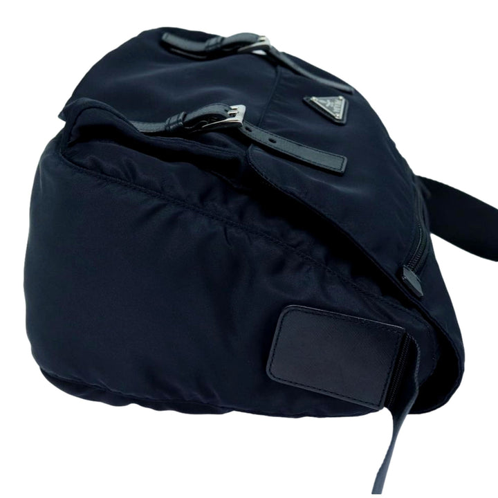 Prada Tessuto Re-Nylon Messenger Crossbody Bag Blue+Nero Navy Medium
