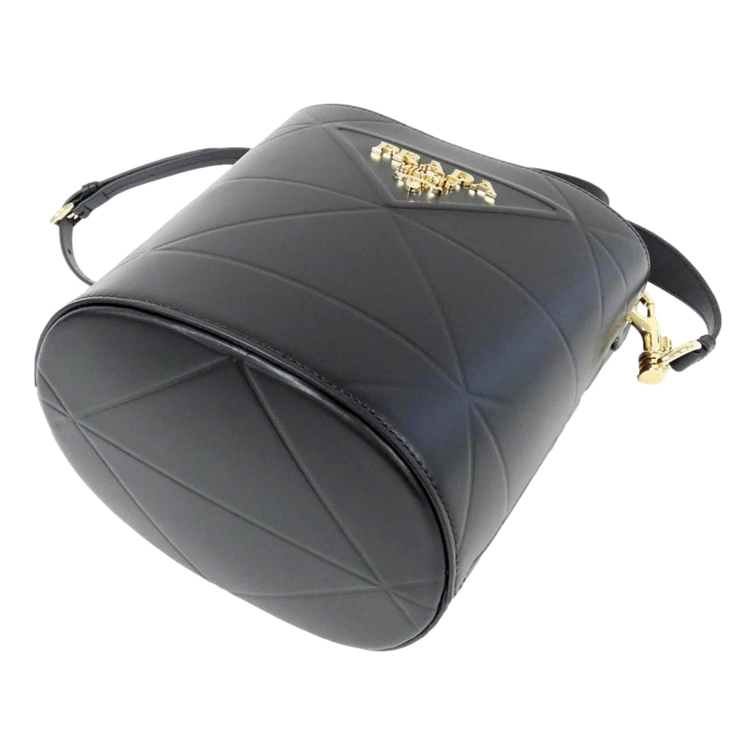 Prada Soft Calf Leather Bucket Crossbody Handbag Nero Black