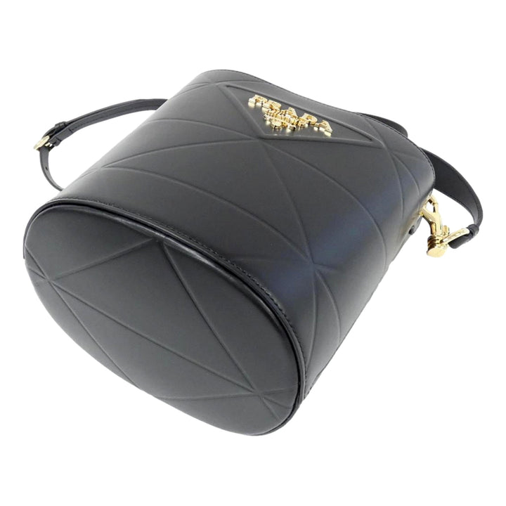 Prada Soft Calf Leather Bucket Crossbody Handbag Nero Black