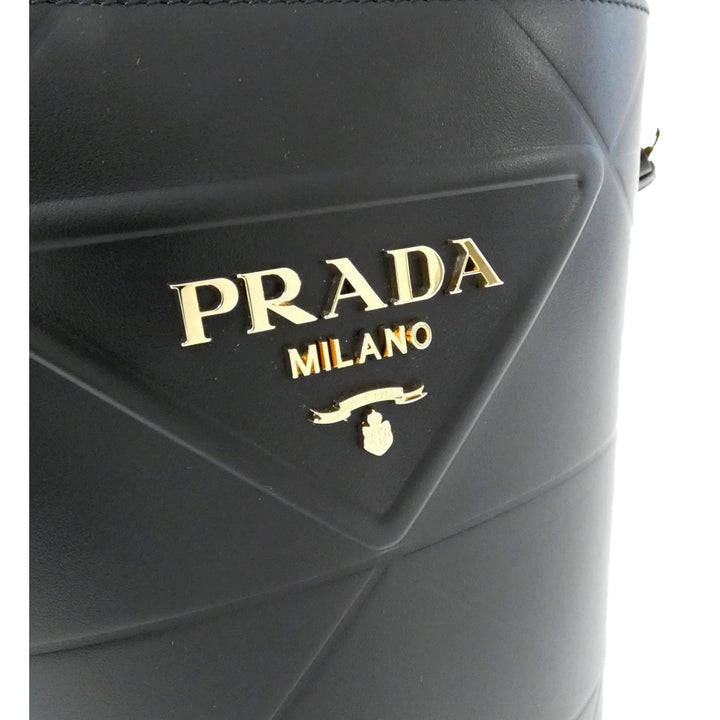 Prada Soft Calf Leather Bucket Crossbody Handbag Nero Black