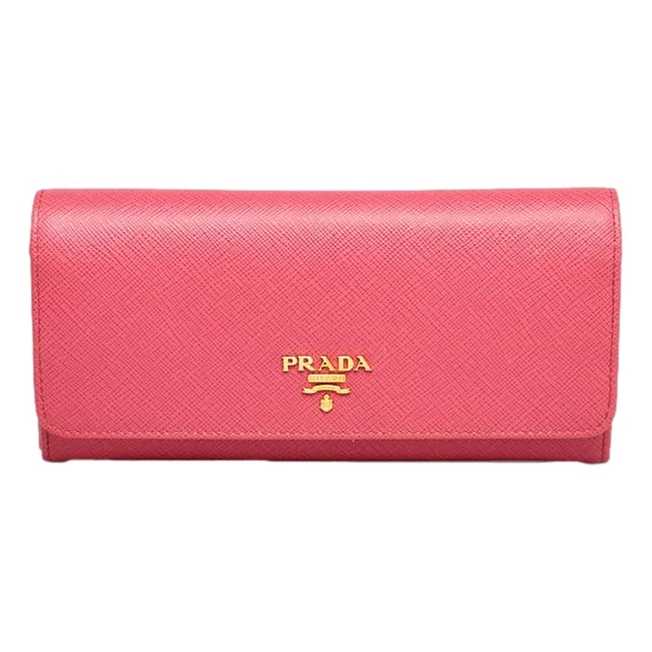 Prada Continental Flap Wallet With Detachable Chain Card Case Peonia+Begonia Pink