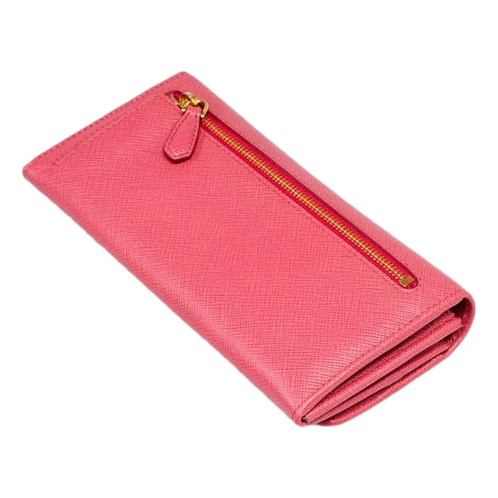 Prada Continental Flap Wallet With Detachable Chain Card Case Peonia+Begonia Pink