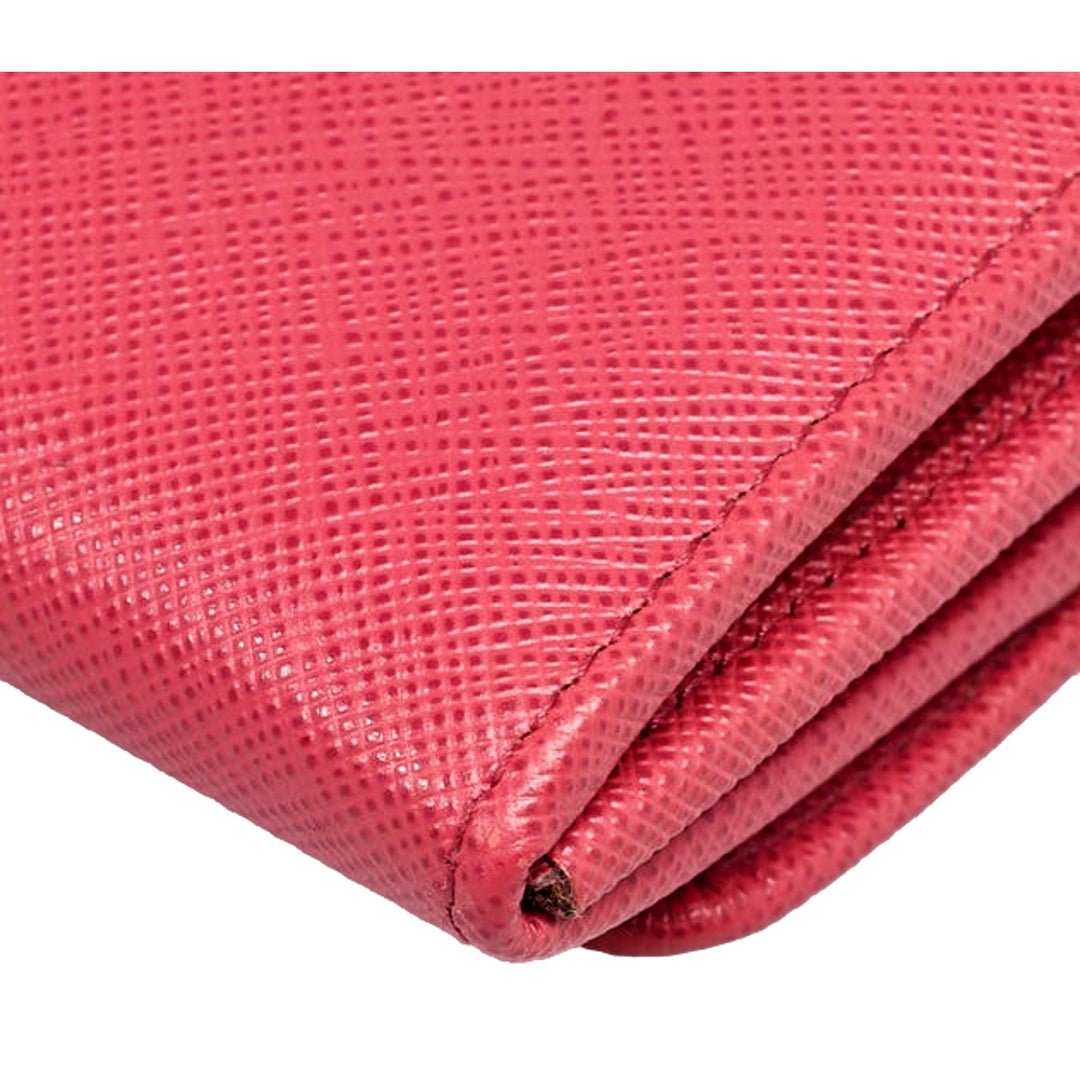 Prada Continental Flap Wallet With Detachable Chain Card Case Peonia+Begonia Pink