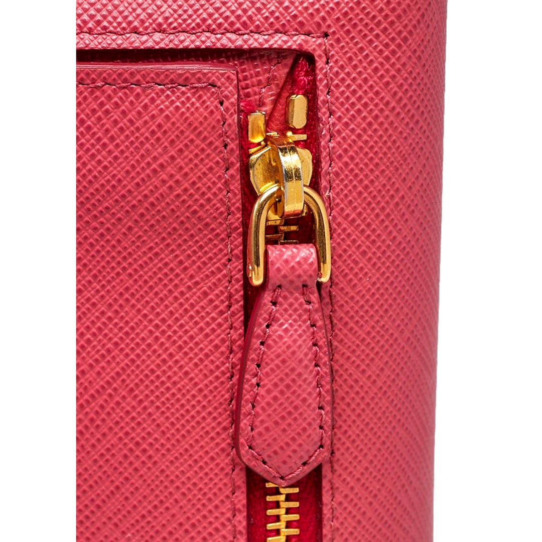 Prada Continental Flap Wallet With Detachable Chain Card Case Peonia+Begonia Pink