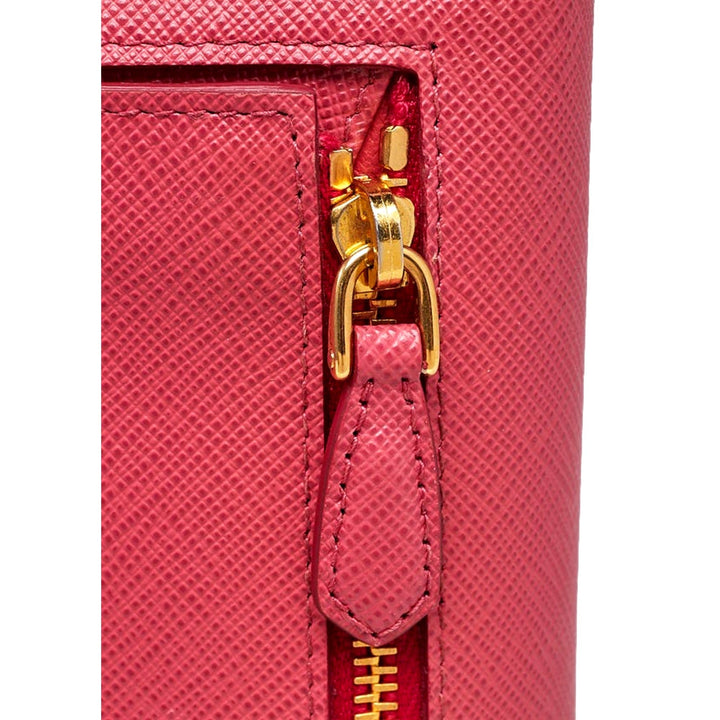 Prada Continental Flap Wallet With Detachable Chain Card Case Peonia+Begonia Pink