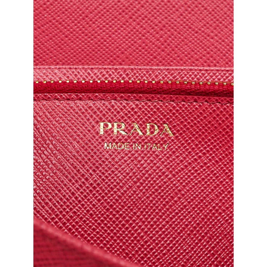 Prada Continental Flap Wallet With Detachable Chain Card Case Peonia+Begonia Pink