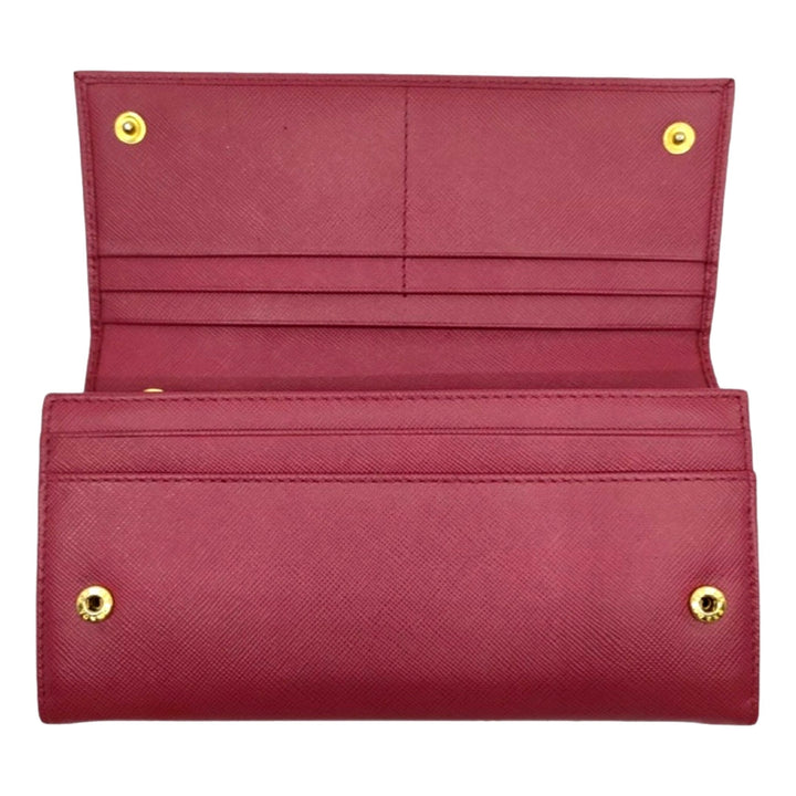 Prada Continental Flap Wallet With Detachable Chain Card Case Peonia Pink