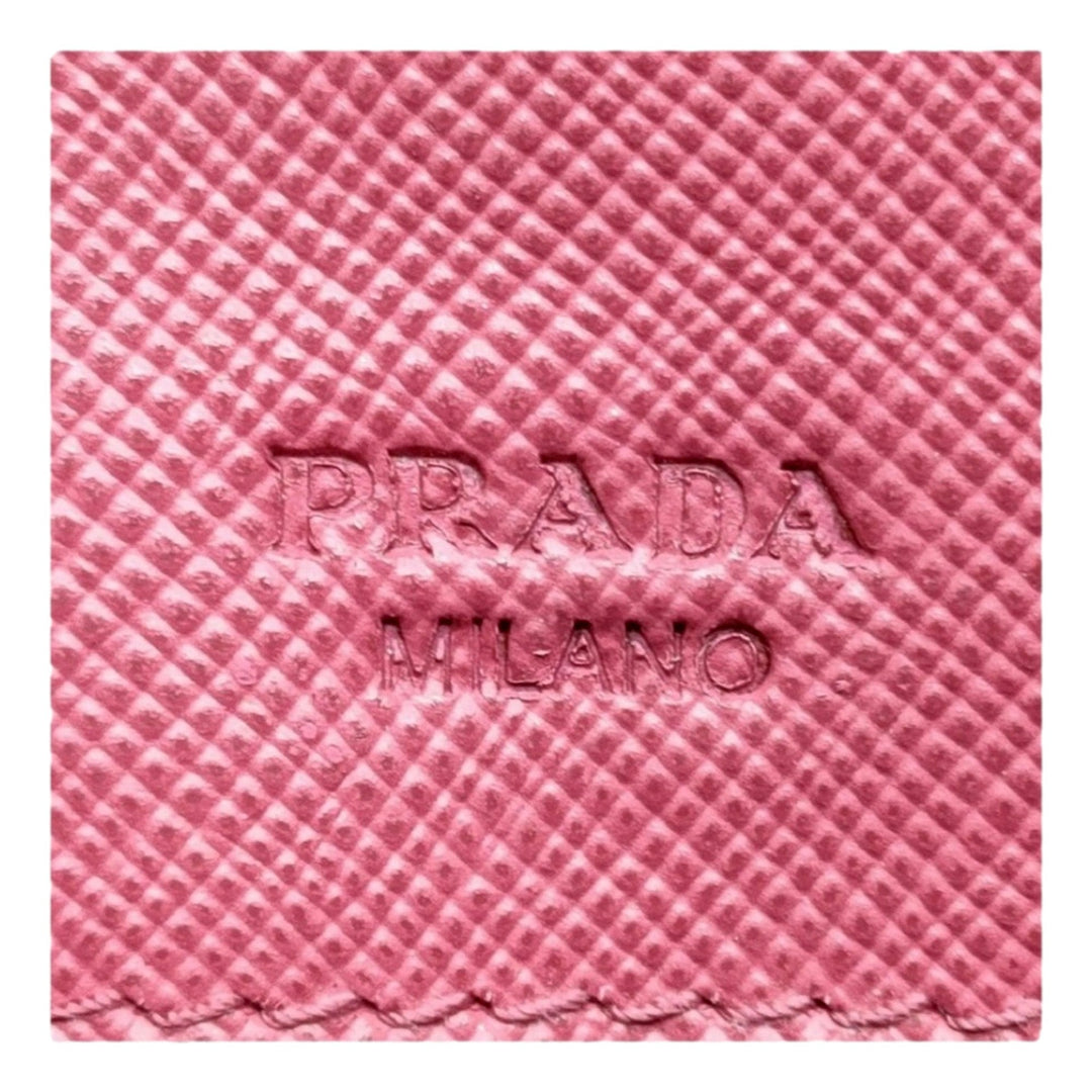 Prada Continental Flap Wallet With Detachable Chain Card Case Peonia Pink