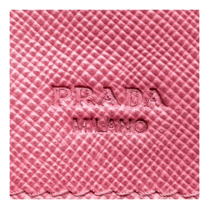 Prada Continental Flap Wallet With Detachable Chain Card Case Peonia Pink