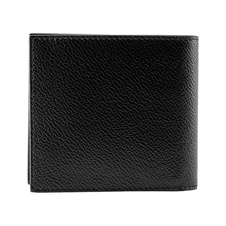 Prada Mens Vitello Micro Grain Black Leather Triangle Logo Bifold Wallet