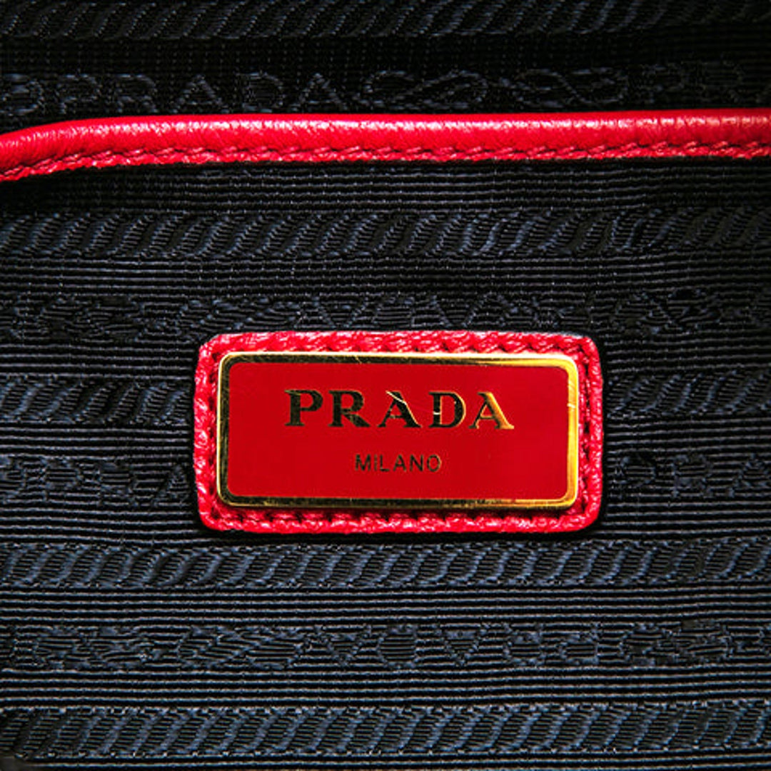 Prada Vitello Daino Convertible Front Pocket Backpack Red Gold Hardware