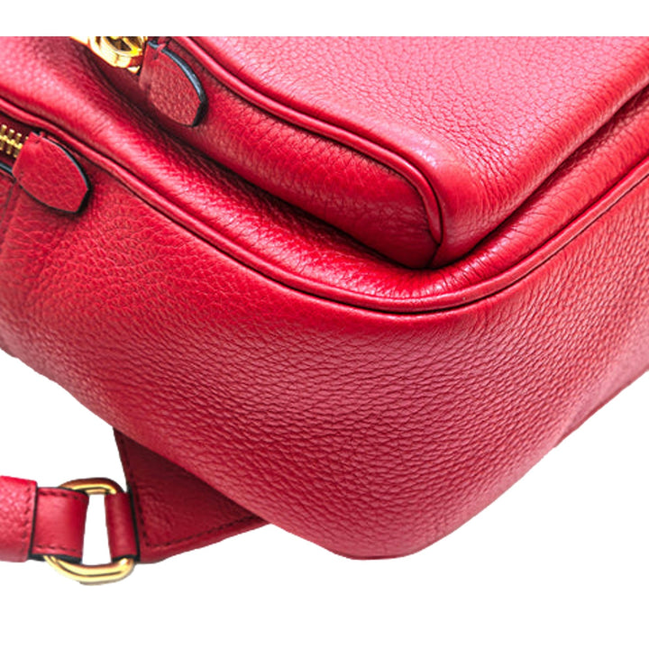 Prada Vitello Daino Convertible Front Pocket Backpack Red Gold Hardware