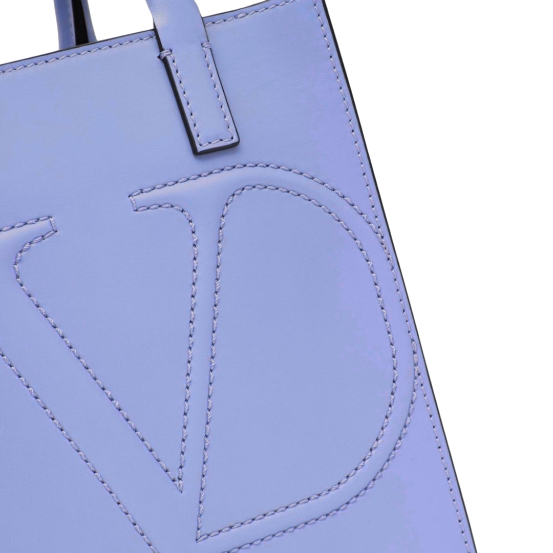 Valentino Garavani VLogo Walk Mini Crossbody Tote Bag Blue Calf Leather