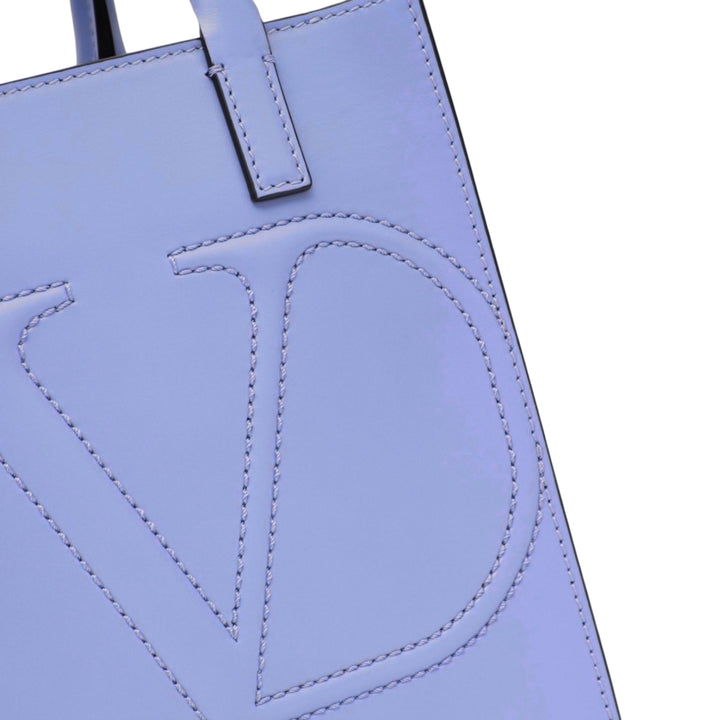 Valentino Garavani VLogo Walk Mini Crossbody Tote Bag Blue Calf Leather