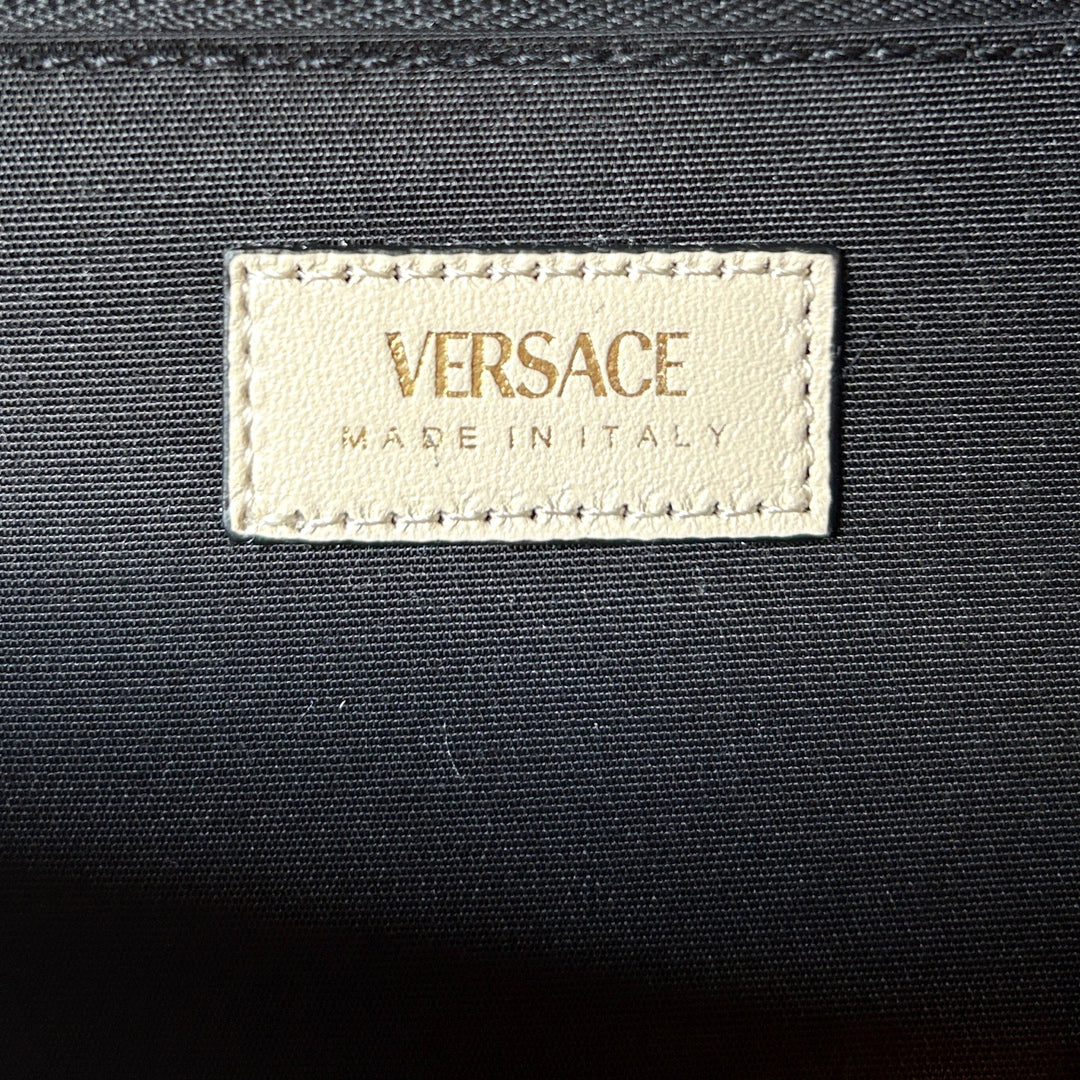 Versace La Medusa Crystal Clutch Crossbody Bag Metallic Gold Leather