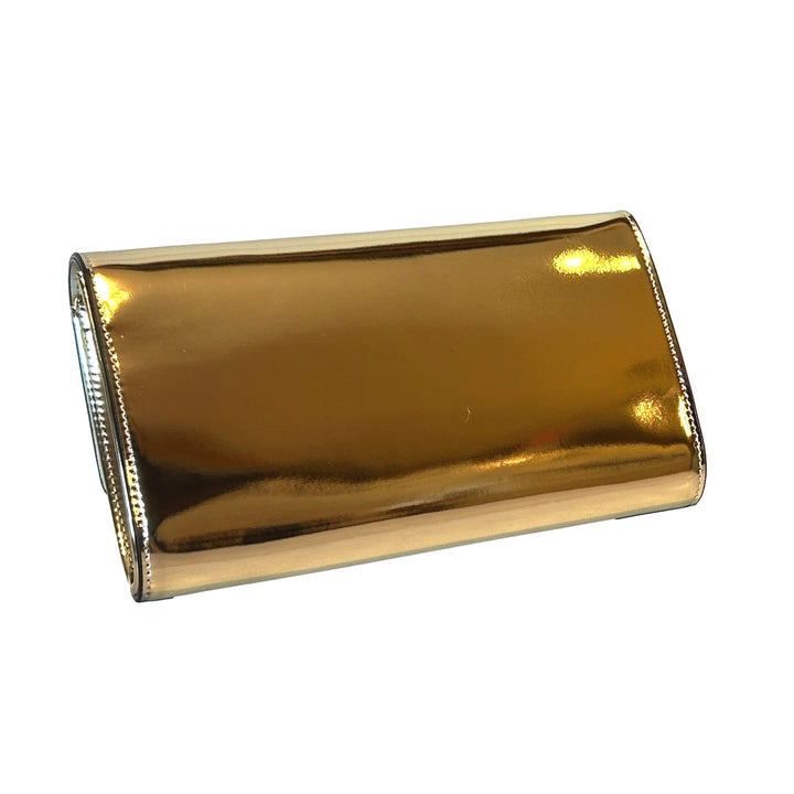 Versace La Medusa Crystal Clutch Crossbody Bag Metallic Gold Leather