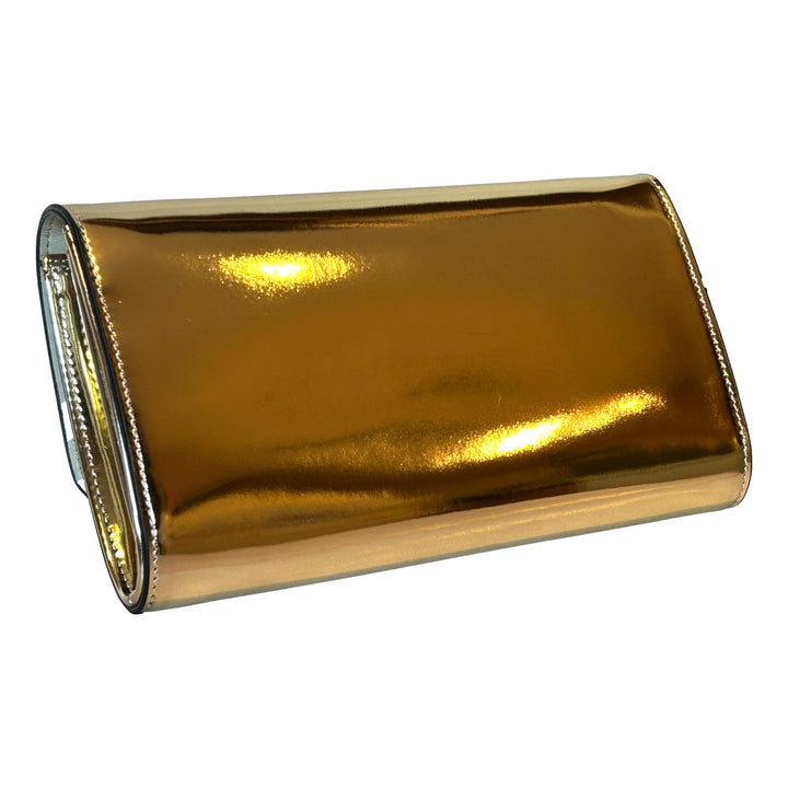 Versace La Medusa Crystal Clutch Crossbody Bag Metallic Gold Leather