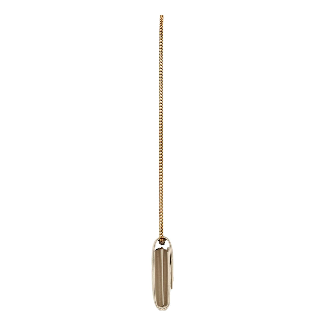 Saint Laurent Classic Cassandre Chain Wallet In Grain De Poudre Off-White Leather