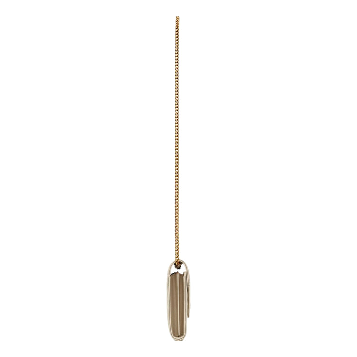 Saint Laurent Classic Cassandre Chain Wallet In Grain De Poudre Off-White Leather