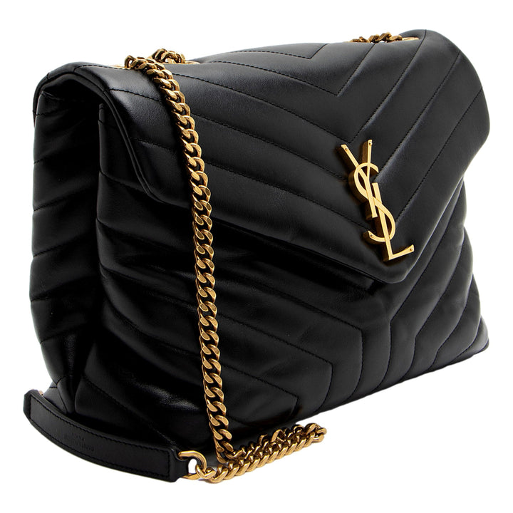 Saint Laurent LouLou Large Matelassé Lambskin Black Shoulder Crossbody Bag