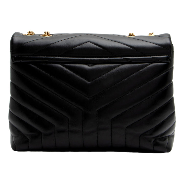 Saint Laurent LouLou Large Matelassé Lambskin Black Shoulder Crossbody Bag