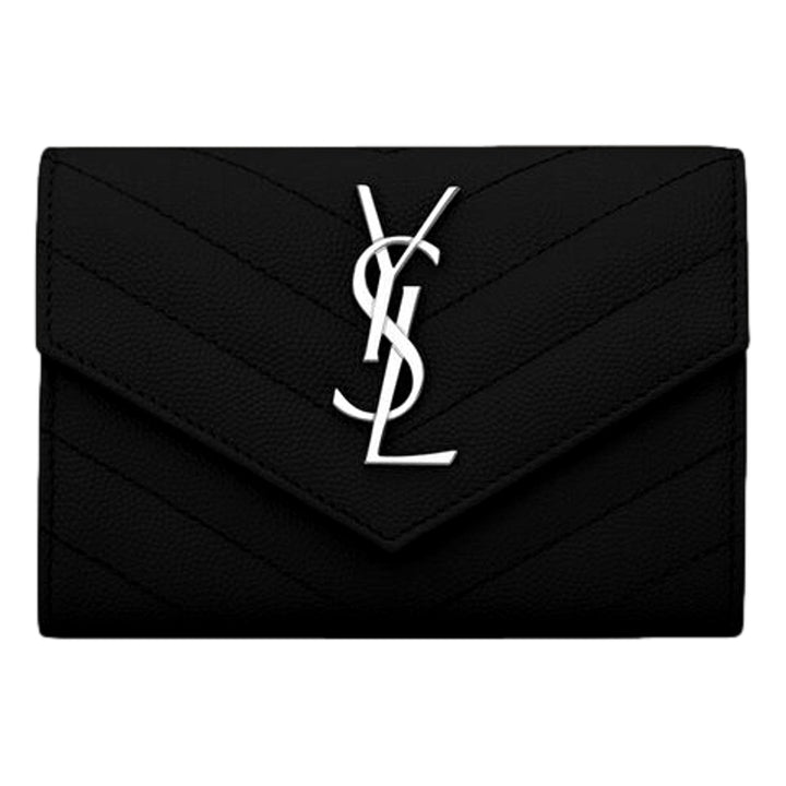Saint Laurent Cassandre Matelassé Small Envelope Wallet In Grain de Poudre Leather