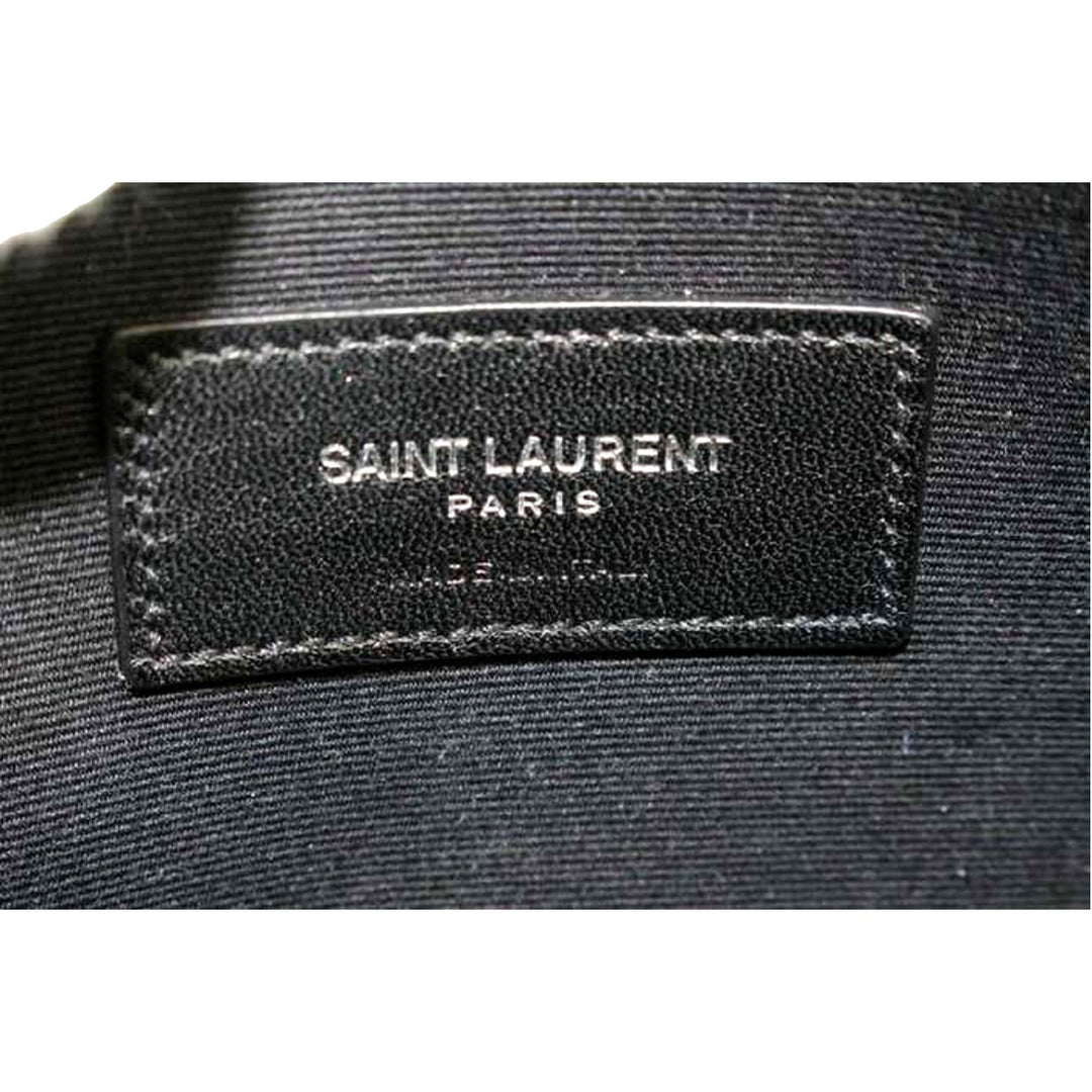 Saint Laurent YSL Black Calfskin Matelasse Chevron Monogram A5 Wristlet Clutch