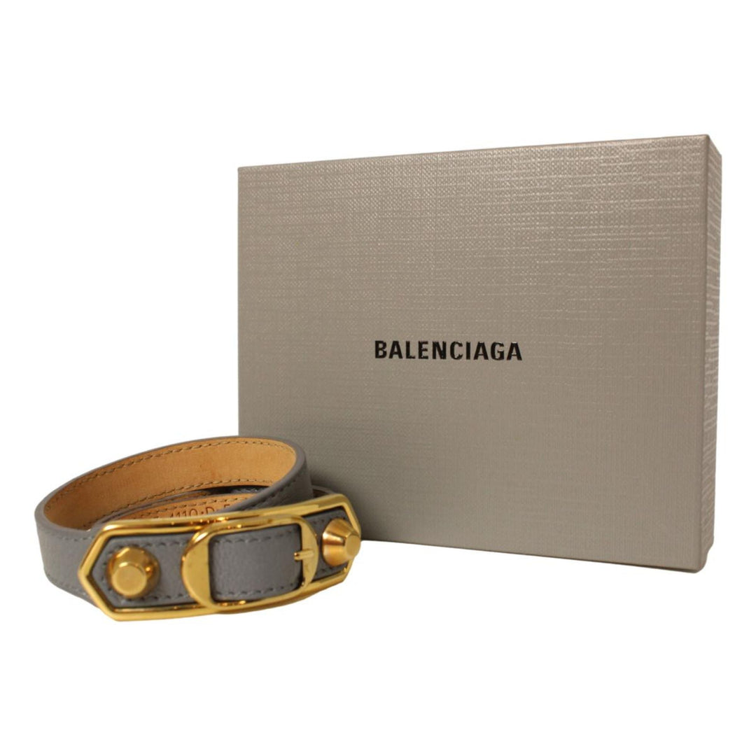 Balenciaga Arena Bleu Acier Shiny Goat M Leather Wrap Bracelet