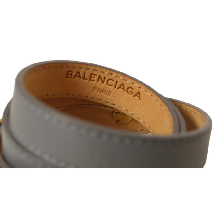 Balenciaga Arena Bleu Acier Shiny Goat M Leather Wrap Bracelet