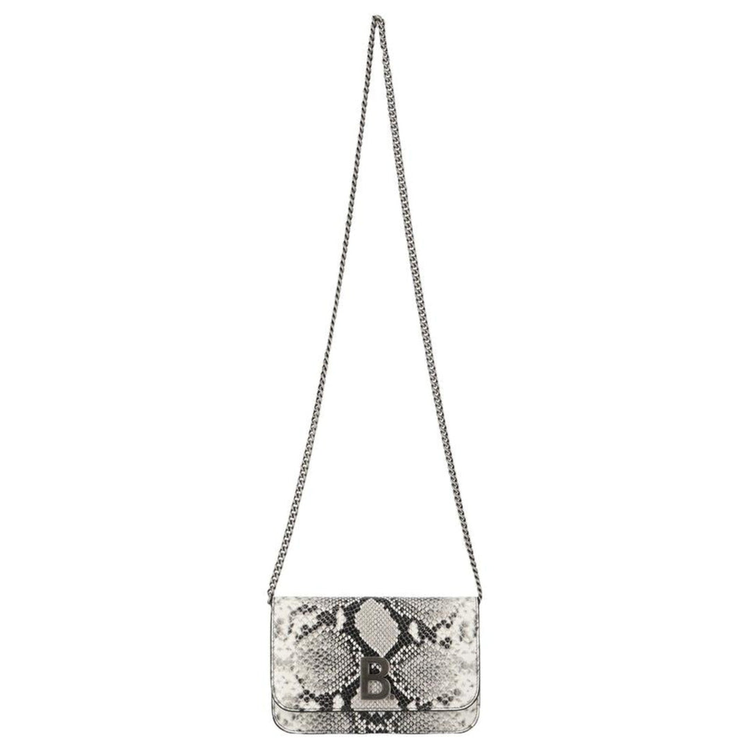 Balenciaga B Python Print Calfskin Leather Wallet on Chain Bag