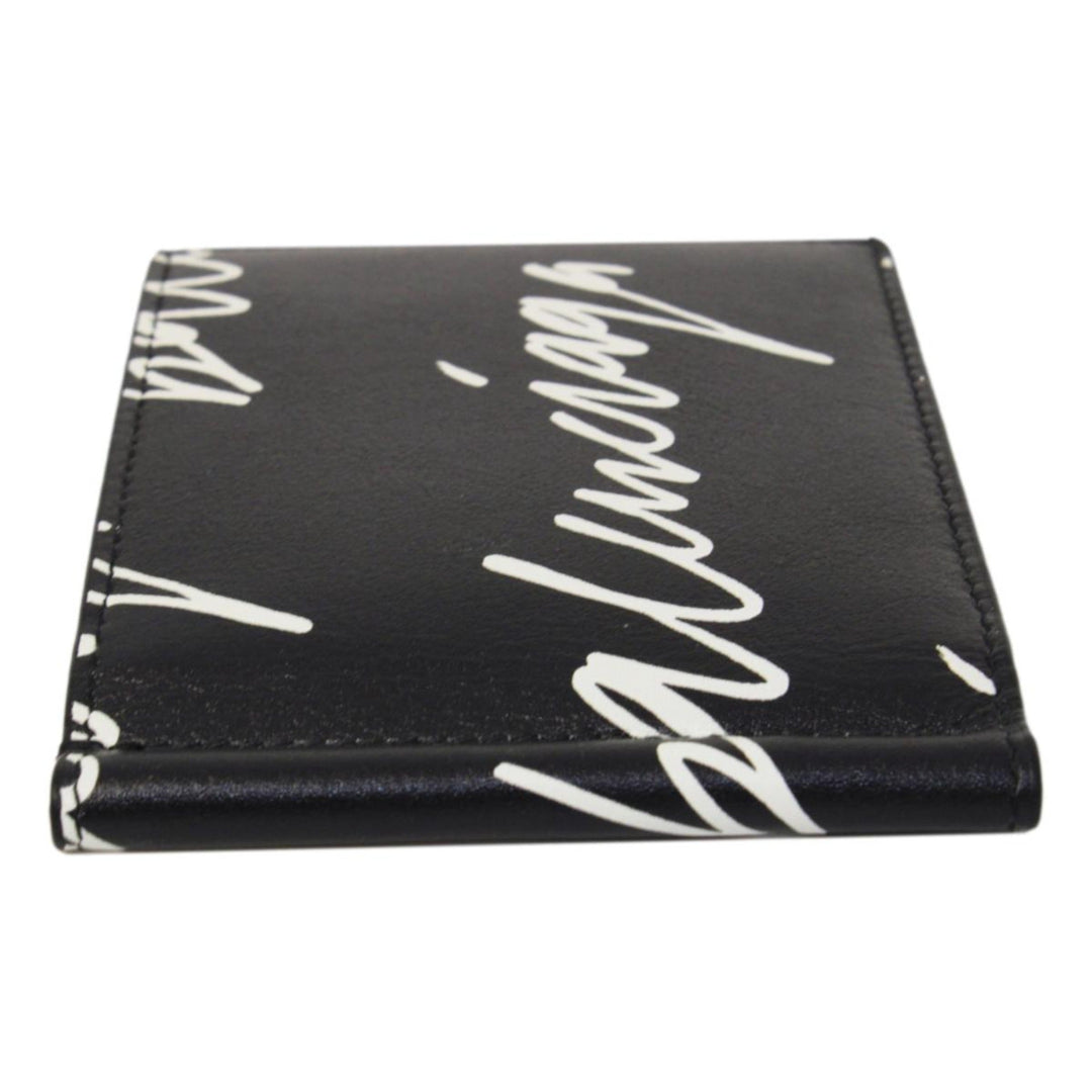 Balenciaga Cash Black Leather Scribble Logo Money Clip Wallet