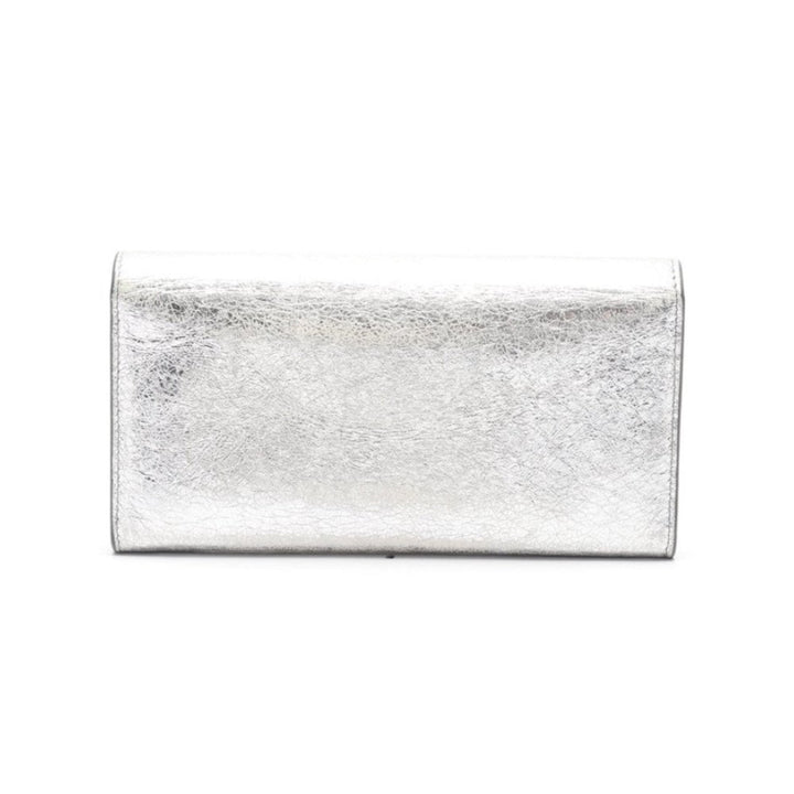 Balenciaga Papier Metallic Silver Arena Leather Envelope Wallet