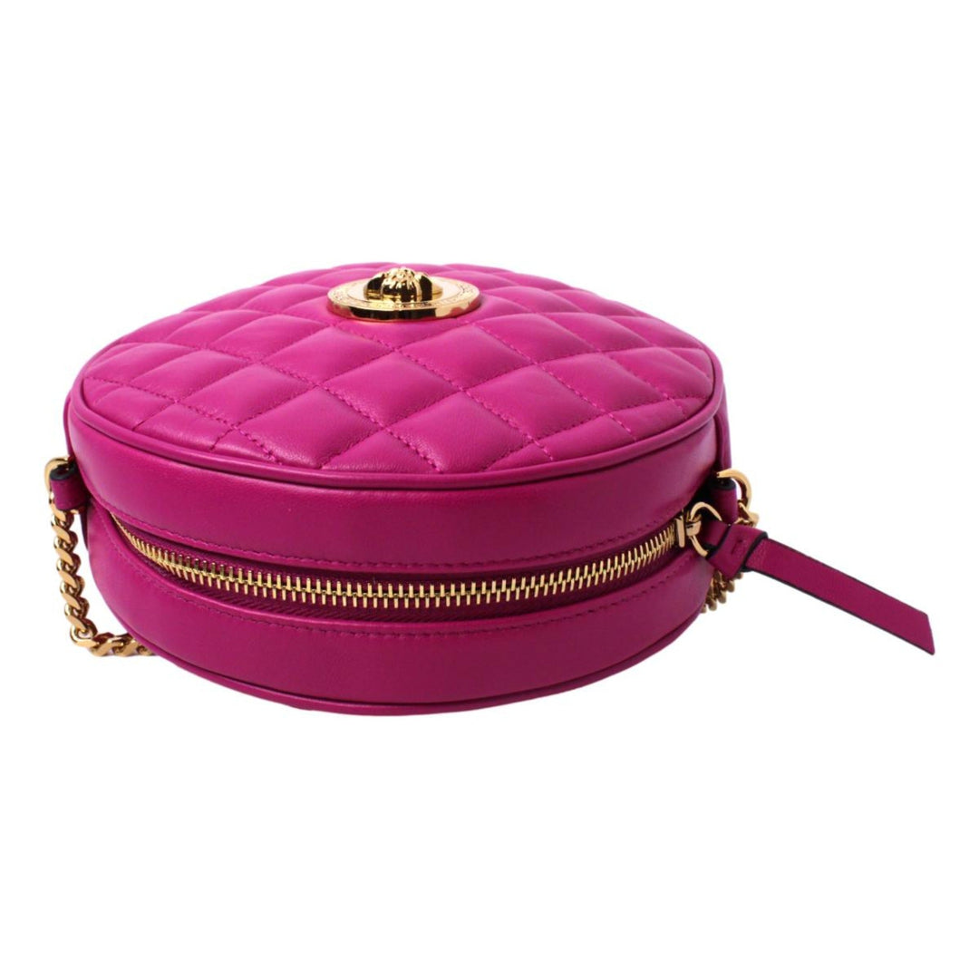 Versace La Medusa Round Quilted Leather Pink Cross Body Bag