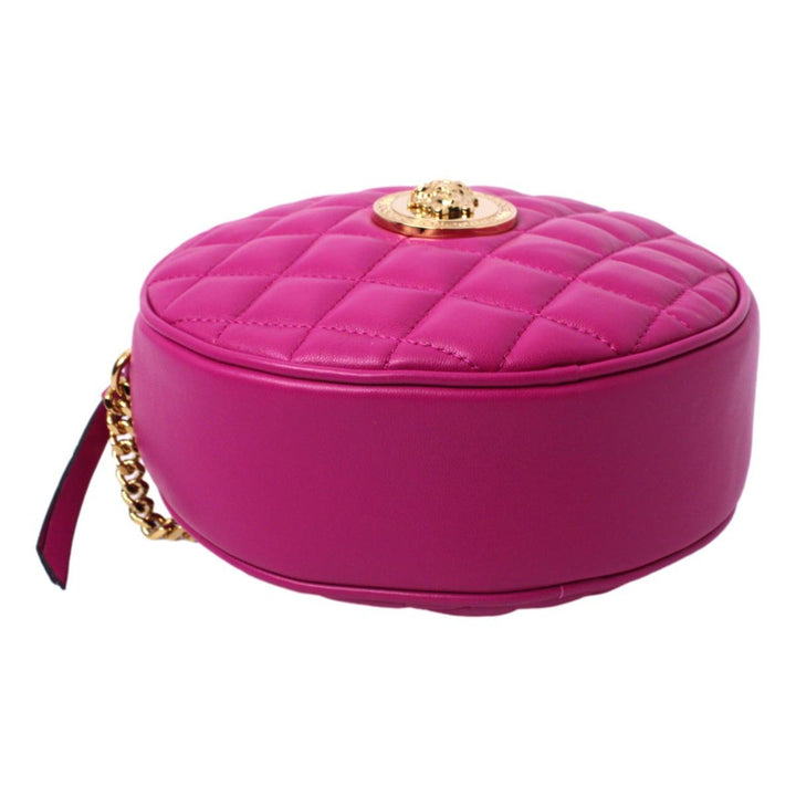 Versace La Medusa Round Quilted Leather Pink Cross Body Bag