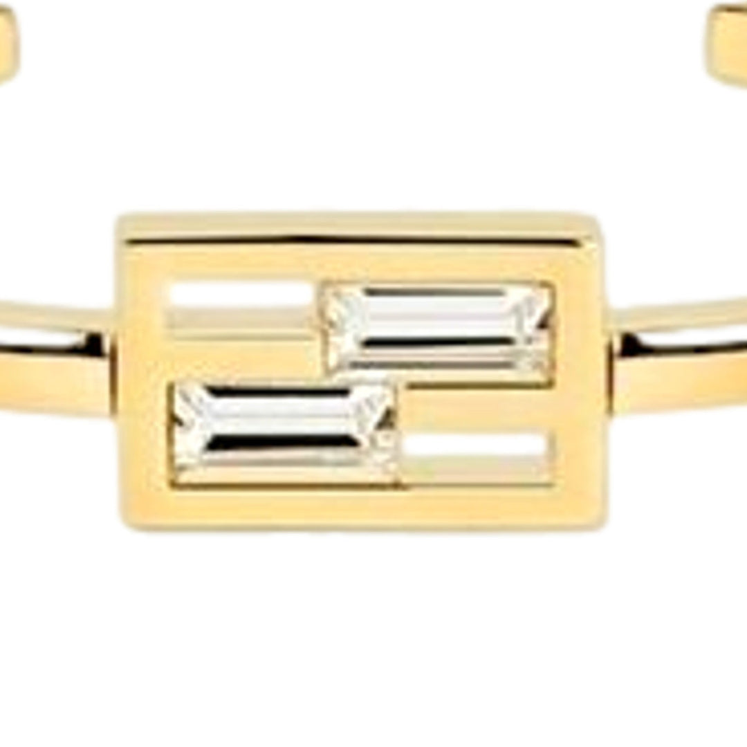 Fendi Baguette Crystal and Gold Small Cuff Bracelet
