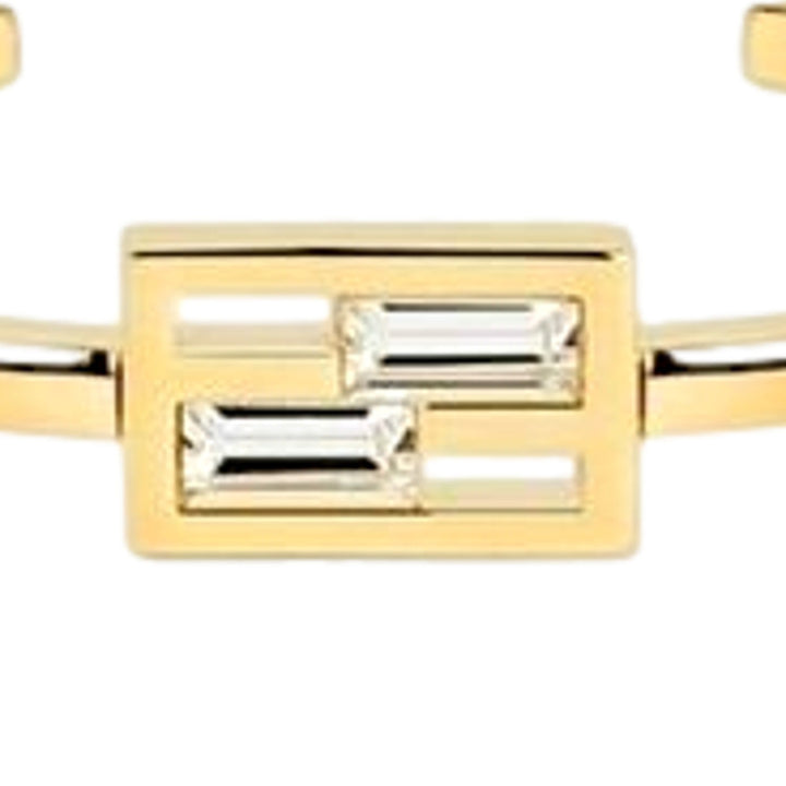 Fendi Baguette Crystal and Gold Small Cuff Bracelet