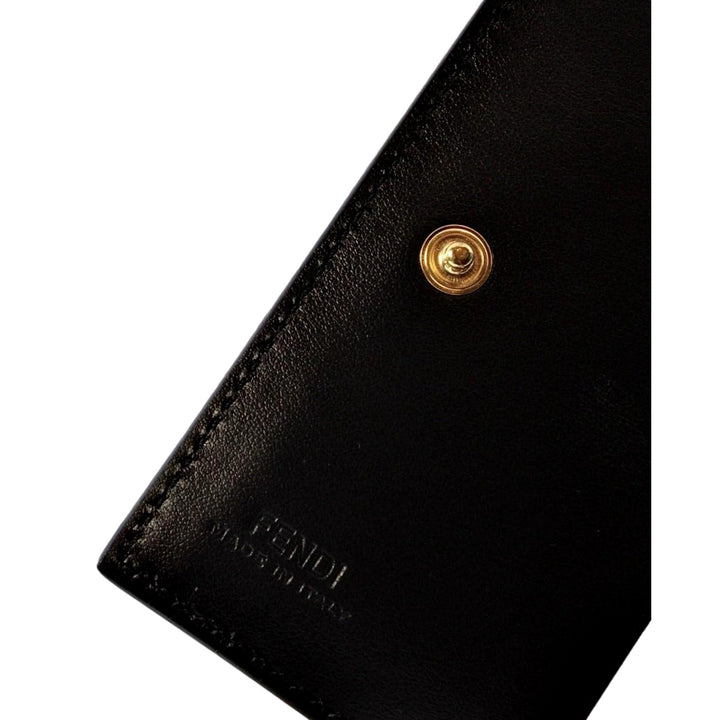 Fendi Calf Leather F Logo Brown Pink Small Bifold Wallet