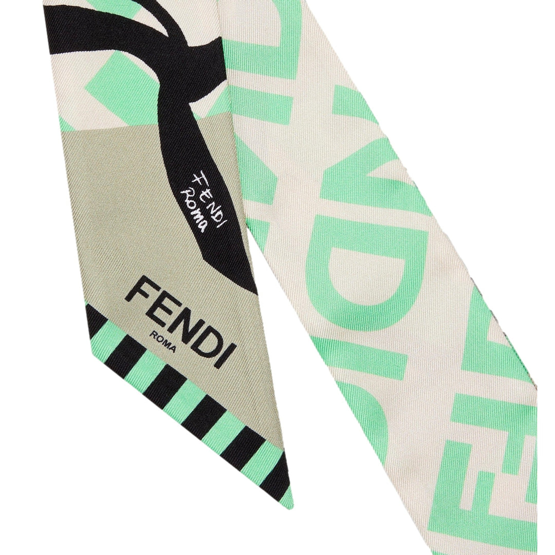 Fendi Wrappy Silk Edamame/Green Scarf