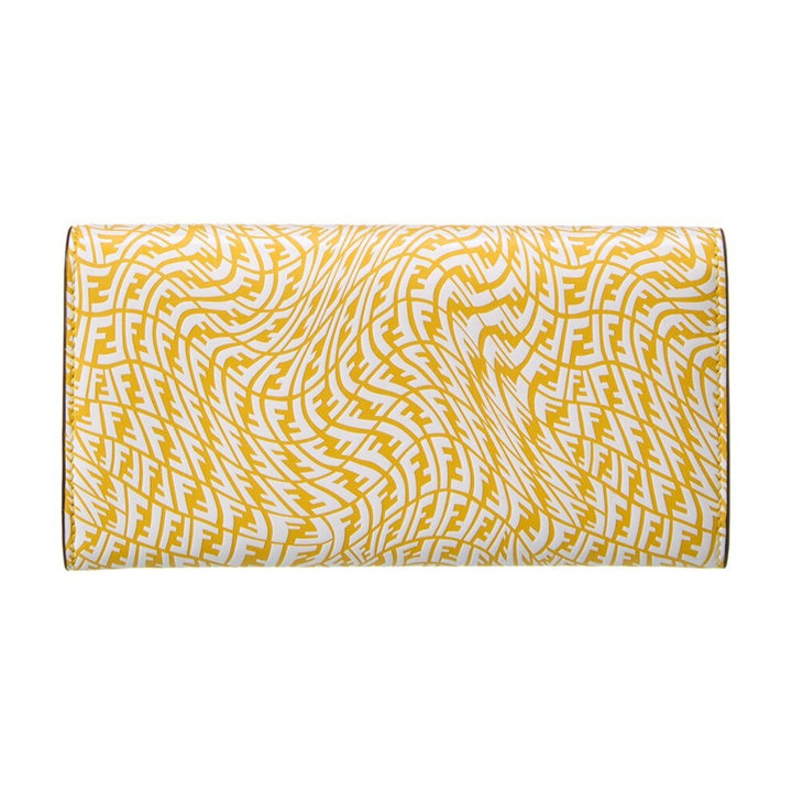 Fendi F is Fendi Yellow Leather Vertigo Print Long Wallet
