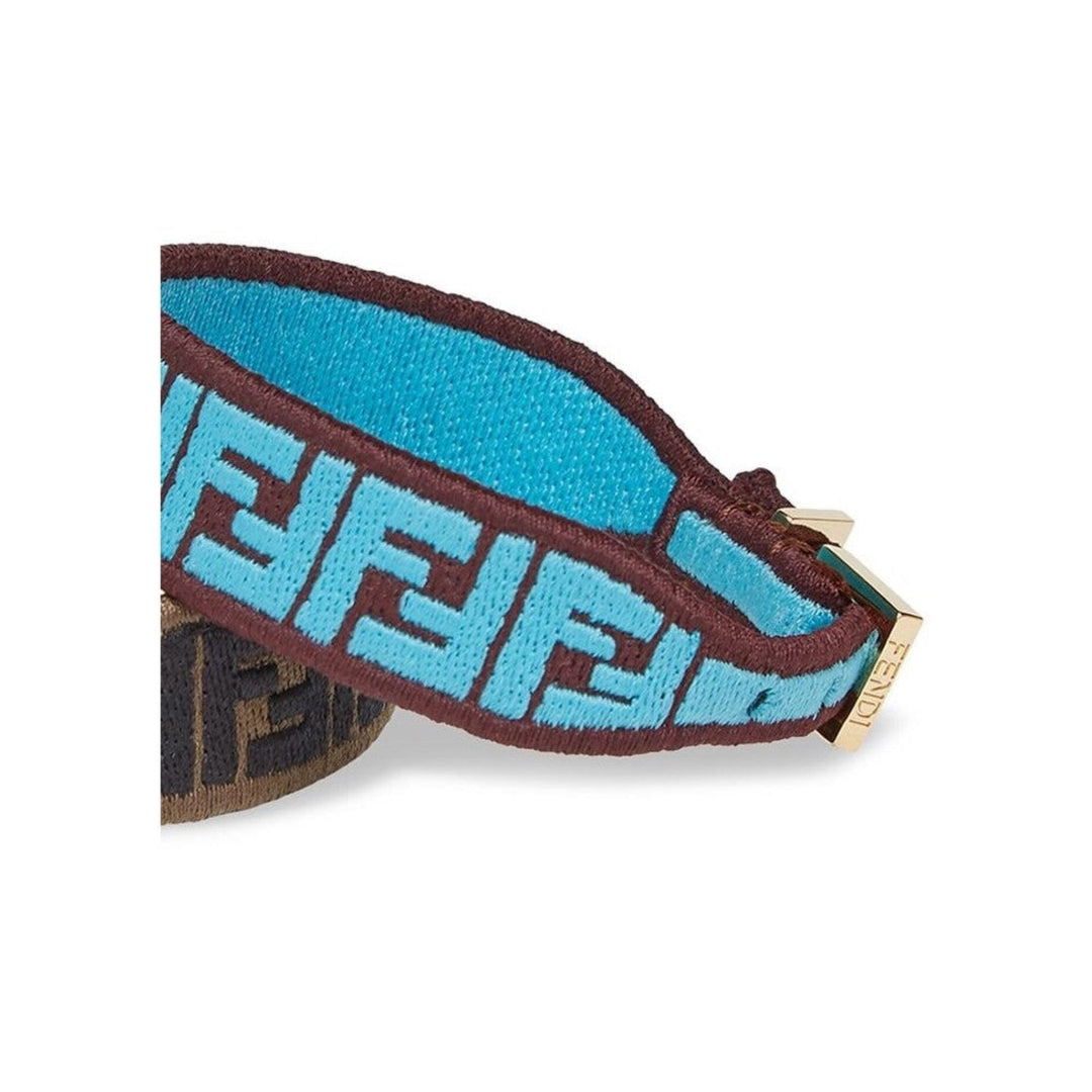 Fendi FF Embroidered Brown Cyber Blue Kit Bracelet