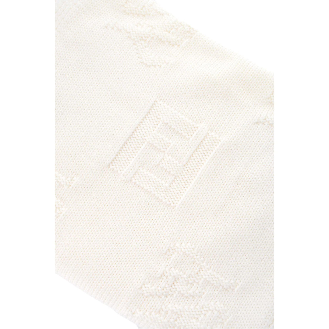 Fendi FF Karl Bianco Jacquard Wool Scarf