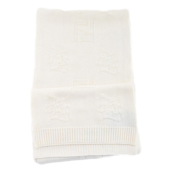 Fendi FF Karl Bianco Jacquard Wool Scarf