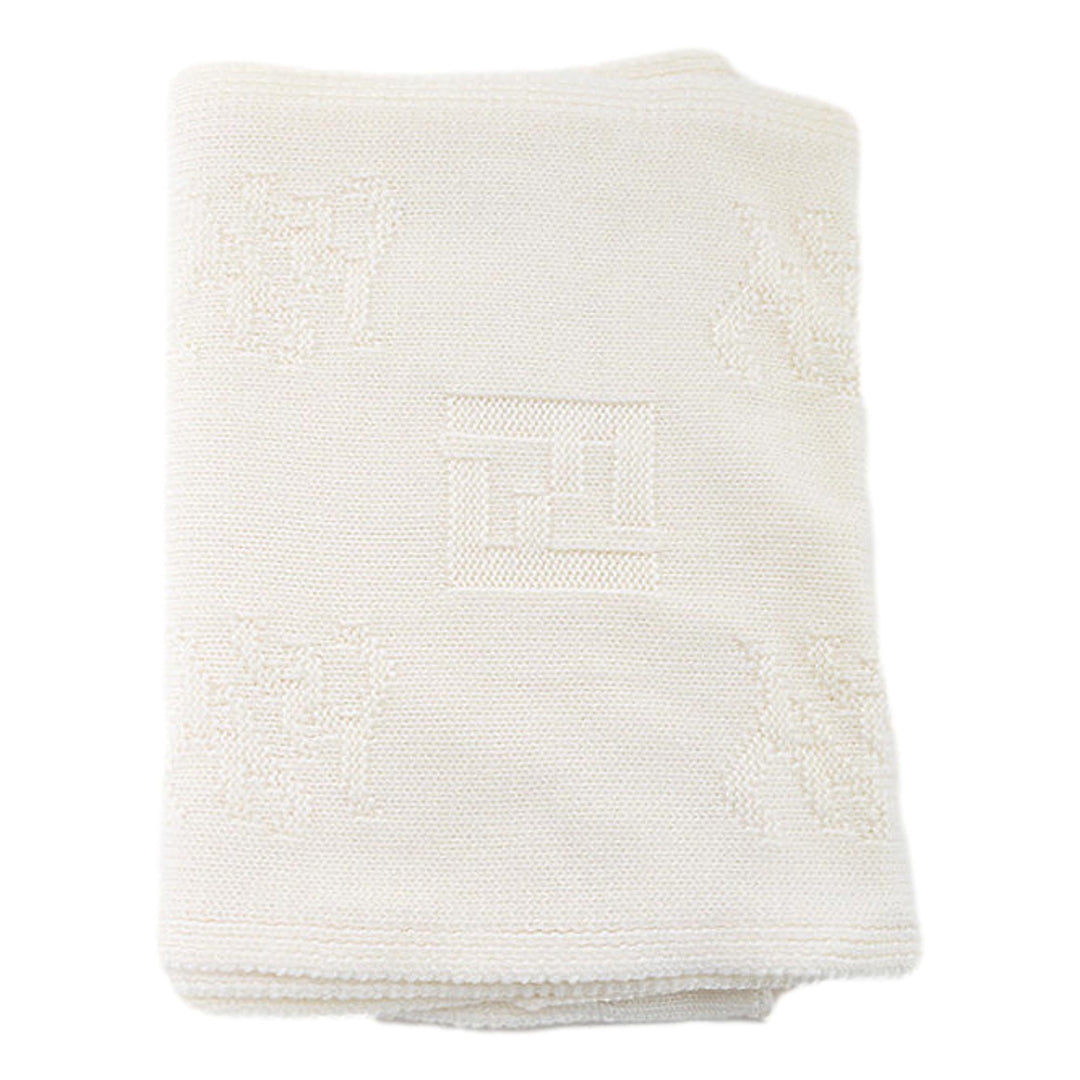 Fendi FF Karl Bianco Jacquard Wool Scarf