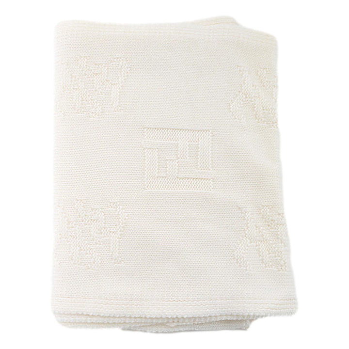 Fendi FF Karl Bianco Jacquard Wool Scarf