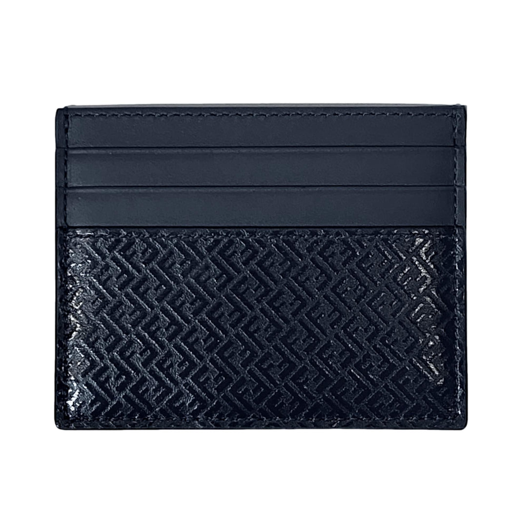 Fendi FF Logo Embossed Dark Navy Leather Card Case