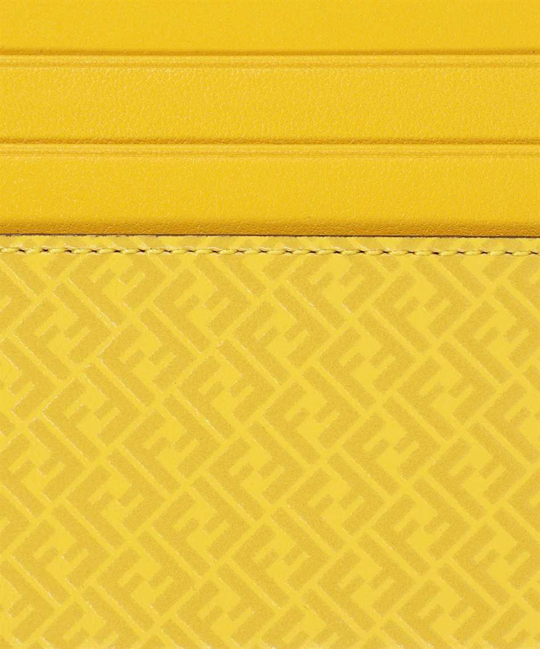 Fendi FF Logo Print Sunflower Yellow Leather Card Case